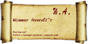 Wimmer Avenár névjegykártya